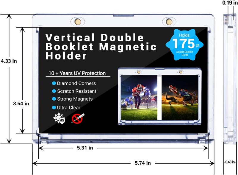 RIXUGIT 2-Pack Vertical Booklet Magnetic Card-Holder - 175PT Booklet Case-UV Protection, One Touch Booklet Magnetic Card Holder Fit for National Treasure Cards, Script Cards Storage and Playbook Cards Display - Image 2